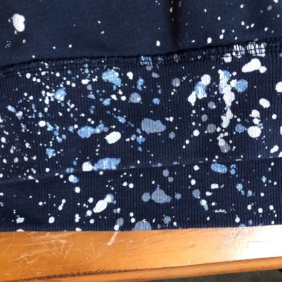 Abercrombie & Fitch Mens Large Blue White Paint Splatter Pullover Hoodie Art Y2K - Picture 6 of 15